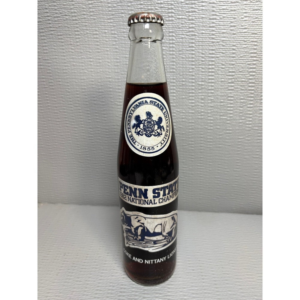 Vintage Penn State 1982 National Championship Coca-Cola 10oz Sealed Glass Bottle